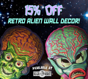 Retro 50's Alien and Mars Attacks wall art