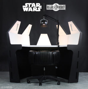 Darth Vader's meditation chamber as a desk with helmet as a lamp