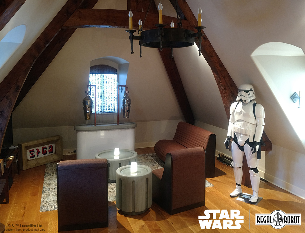 Regal Robot's cantina prop style sofa, chairs and decor