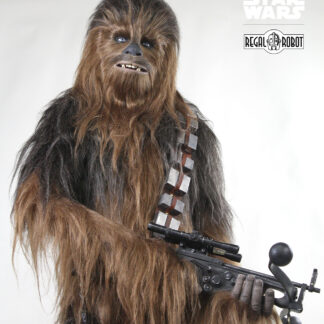 life-sized statue to look like chewbacca actor in costume