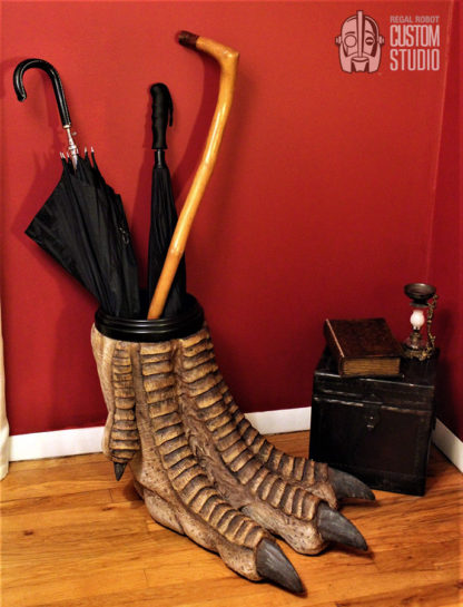 t-rex foot sculpture umbrella holder