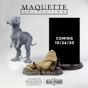 tauntaun, gamorrean guard and Jabba the Hutt concept maquette statues