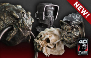 Rancor skull from Star Wars, Scout trooper and Logray the ewok
