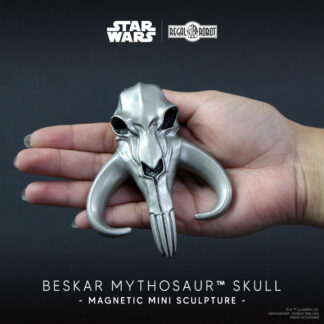 faux metal beskar mythosaur skull from The Mandalorian as magnet by Regal Robot